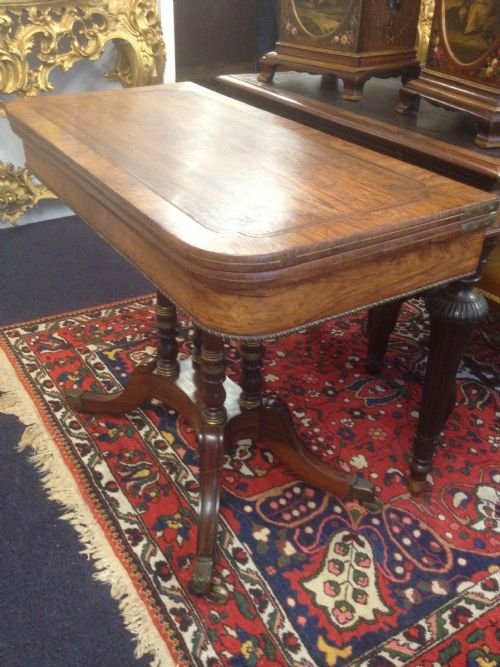 Superb Regency Brass Inlaid Rosewood Card Table