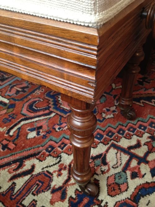 VICTORIAN WALNUT RISE AND FALL DUET PIANO STOOL - LONDON MAKER View III