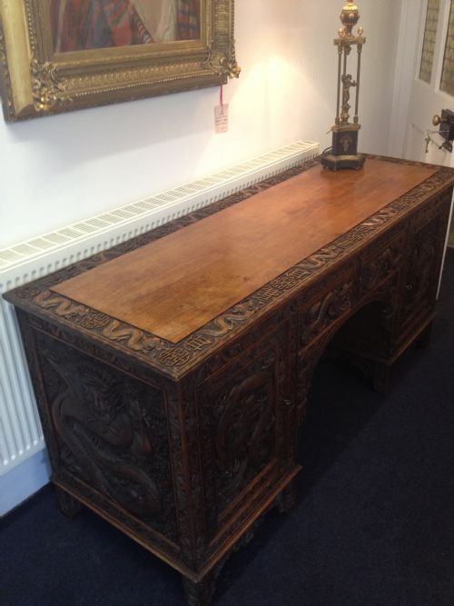 fig 1. SUPERB LARGE CHINESE HARDWOOD DESK -SIDE CABINET