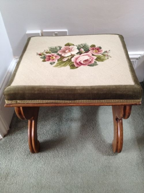 Victorian Walnut X-framed Stool