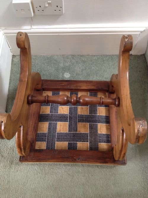 VICTORIAN WALNUT X-FRAMED STOOL View IV