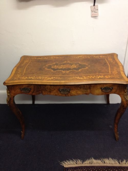 fig 1. 19TH C WALNUT INLAID BUREAU PLAT / WRITING TABLE