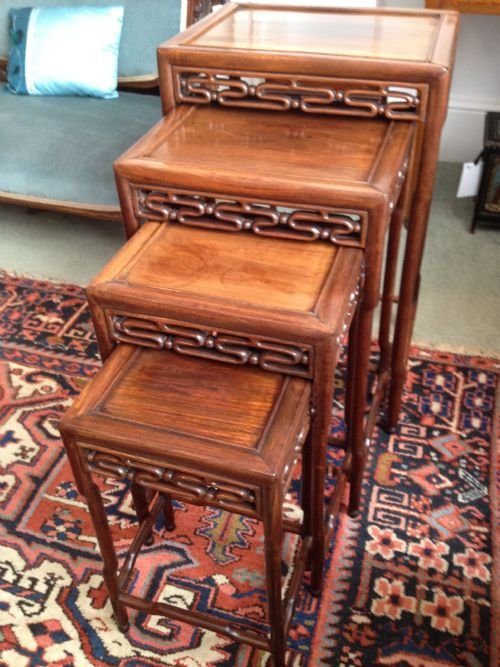 fig 1. CHINESE ROSEWOOD (PADOUK) QUARTETTO NEST OF TABLES