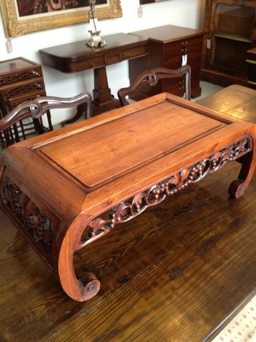 Chinese Padouk Scroll End Opium/coffee Table