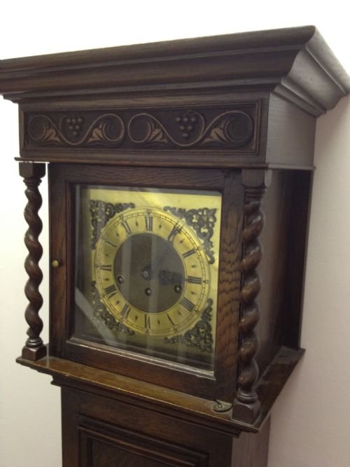 Brass Faced Oak Grandmother Clock