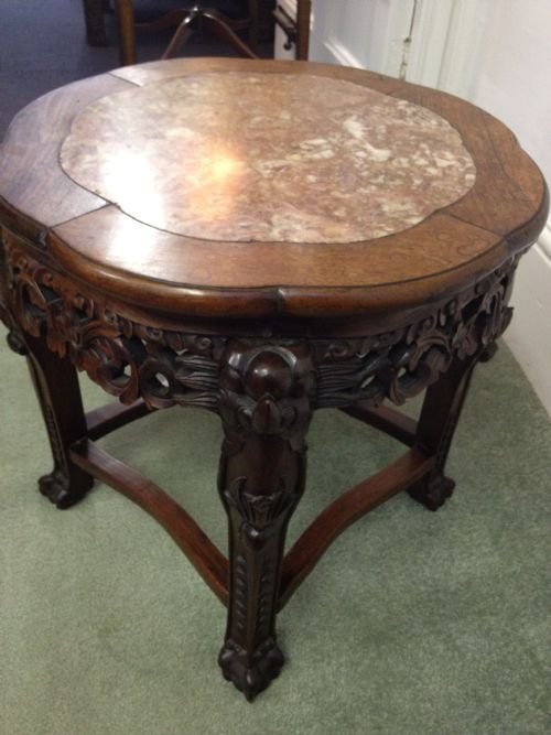 CHINESE HARDWOOD (PADOUK) MARBLE TOP STAND View III