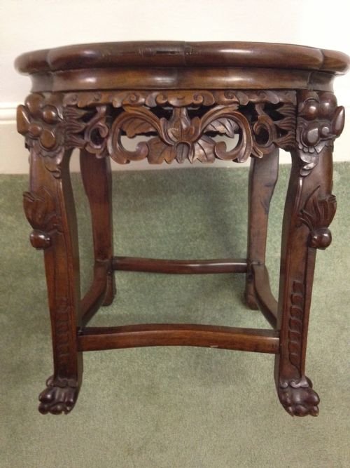 CHINESE HARDWOOD (PADOUK) MARBLE TOP STAND View V