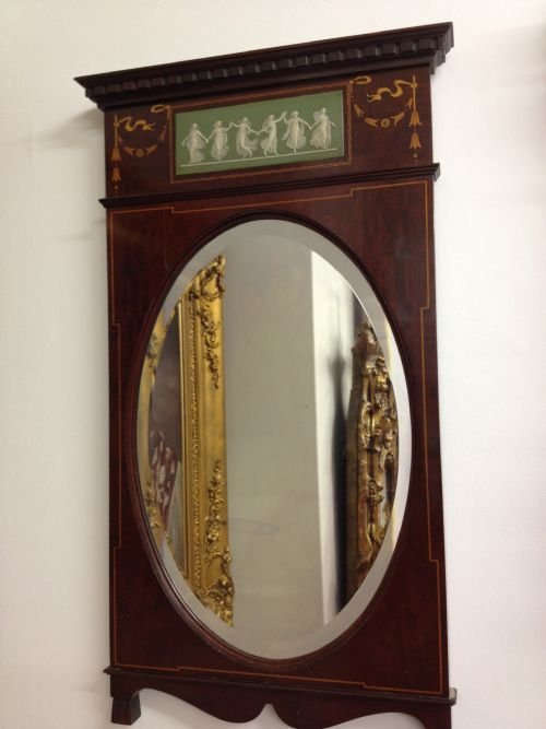 EDWARDIAN MAHOGANY INLAID OVAL MIRROR View III