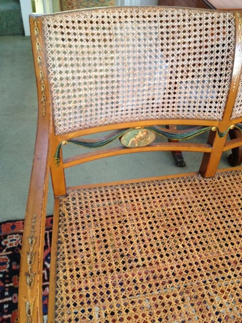 fig 1. FABOLOUS SATINWOOD PAINTED BERGERE SETTEE