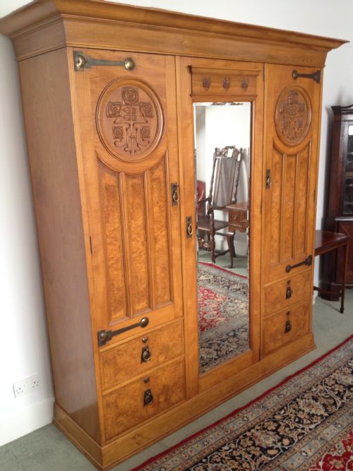 Superb Shapland & Petter Arts and Crafts Combination Wardrobe