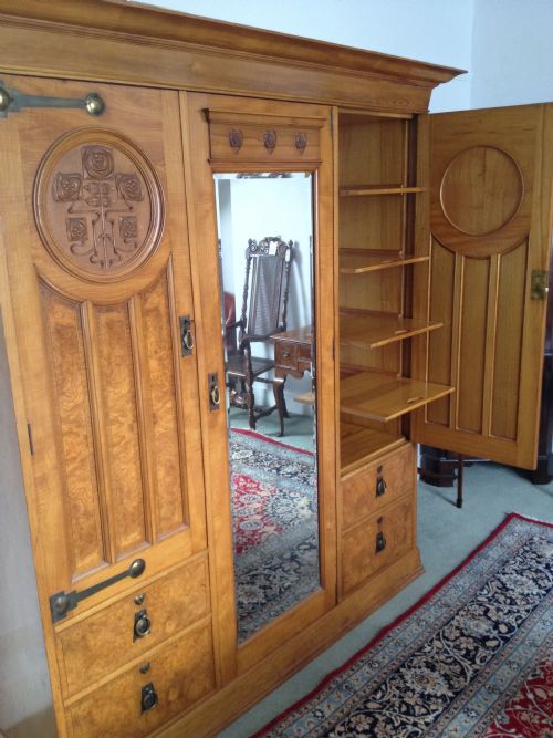 fig 3. SUPERB SHAPLAND & PETTER ARTS AND CRAFTS COMBINATION WARDROBE