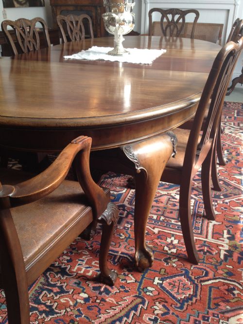 SUPER HEAVY QUALITY MAHOGANY EXTENDING TABLE 