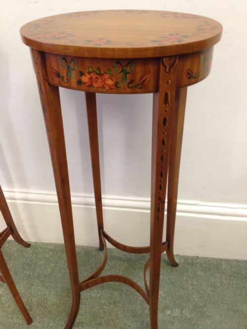 fig 1. SUPER PAIR OF SATINWOOD PAINTED TABLES