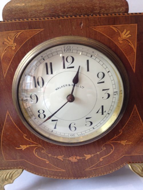 EDWARDIAN MAHOGANY INLAID MANTLE CLOCK  View II