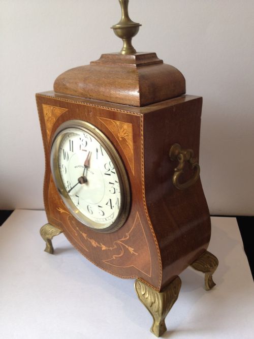 EDWARDIAN MAHOGANY INLAID MANTLE CLOCK  View III