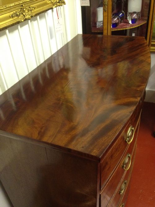 fig 1. GEORGIAN FLAME MAHOGANY BOWFRONTED CHEST OF DRAWERS