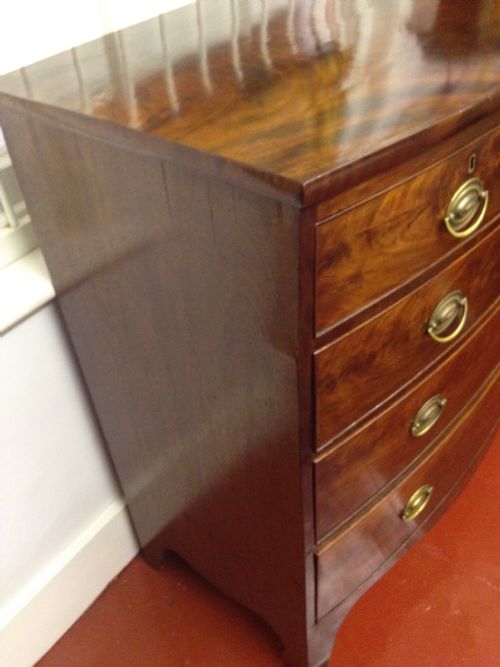 GEORGIAN FLAME MAHOGANY BOWFRONTED CHEST OF DRAWERS View III