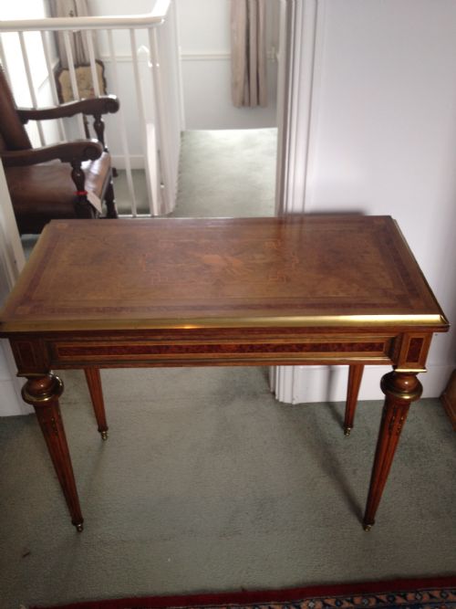 VICTORIAN BRASS MOUNTED INLAID CARD TABLE View V