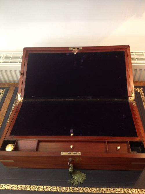 VICTORIAN BRASS BOUND MAHOGANY WRITING SLOPE View III