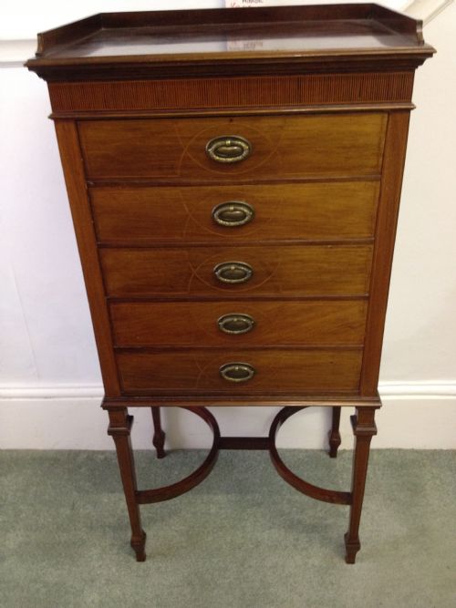 Edwardian Mahogany Inlaid Music/collectors Cabinet