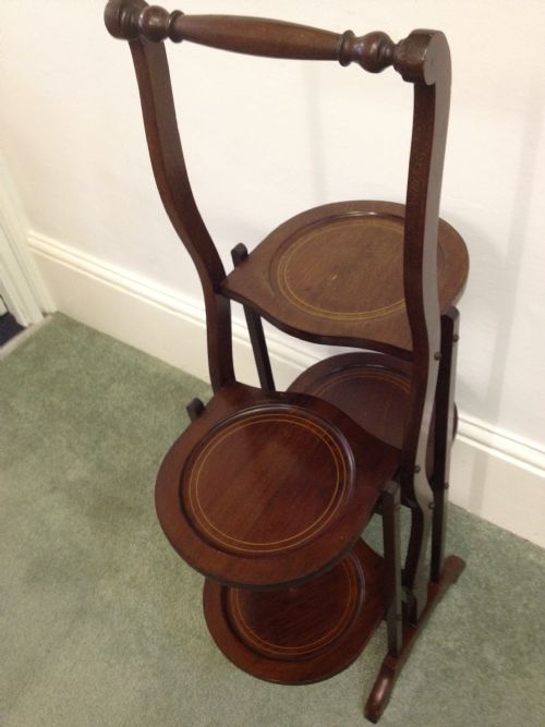 Edwardian Mahogany Inlaid Double Cake Stand