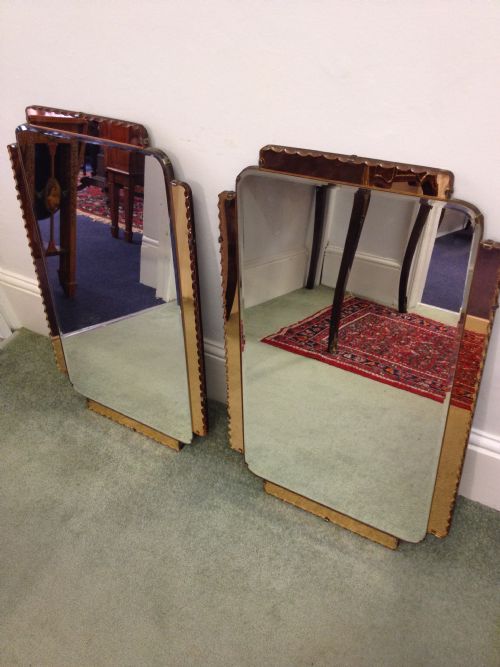 Super Pair of Pink Border Art Deco Mirrors