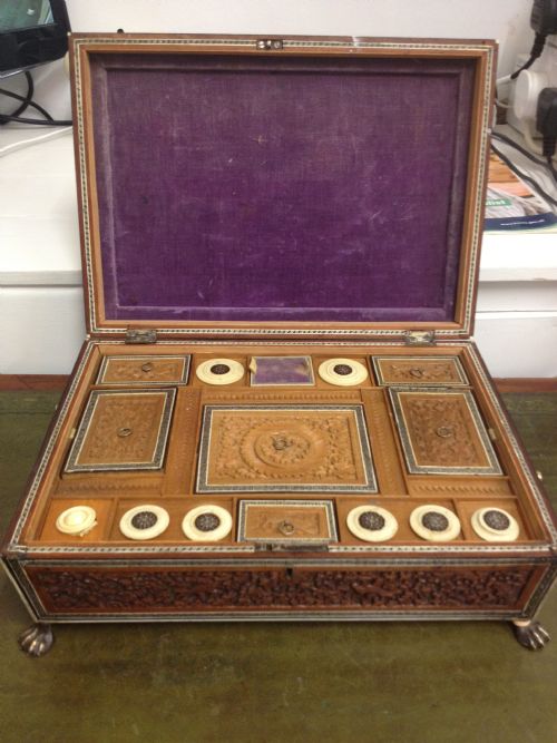 fig 1. 19TH C ANGLO INDIAN VIZAGAPATAM SEWING BOX