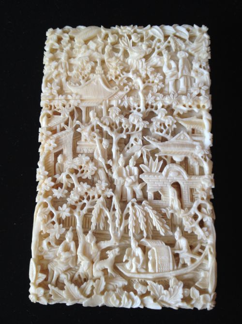 Stunning Chinese Cantonese Ivory Card Case
