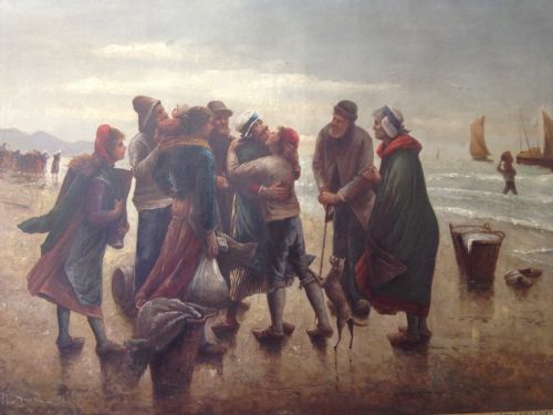 fig 1. OIL ON CANVAS DUTCH HARBOUR SCENE 