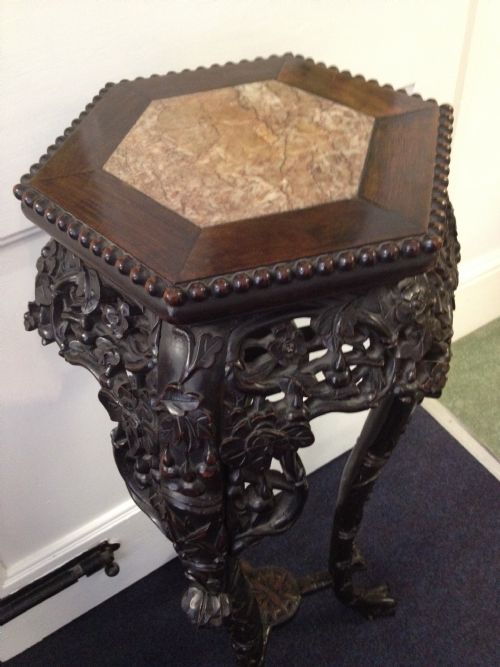 FABULOUS QUALITY UNUSUAL CHINESE PADOUK THREE LEGGED STAND View III