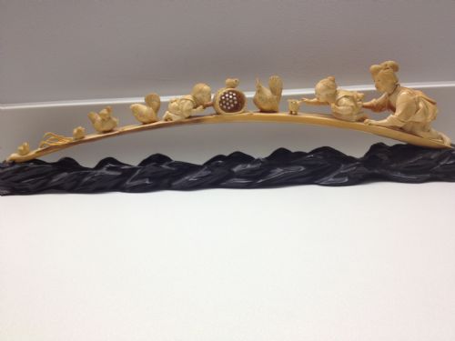 Superb Large Japanese Tusk Carving Meiji Period 1868-1912