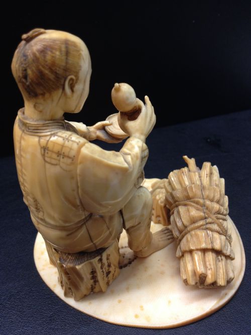 JAPANESE IVORY OKIMONO WOODMAN MEIJI PERIOD 1868-1912 View III
