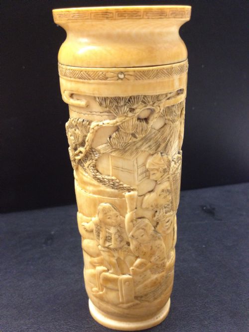 Japanese Ivory Tusk Vase Meiji Period 1868-1912