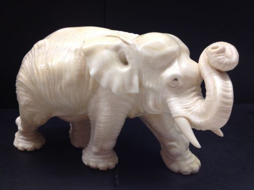 Huge Magnificent Japanese Tokyo School Ivory Elephant Meiji Period 1868-1912