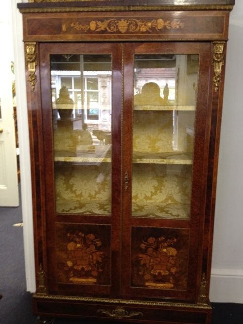 Fabulous French Amboyna Marquetry Inlaid Cabinet
