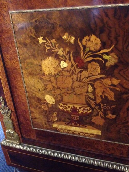 FABULOUS FRENCH AMBOYNA MARQUETRY INLAID CABINET View IV