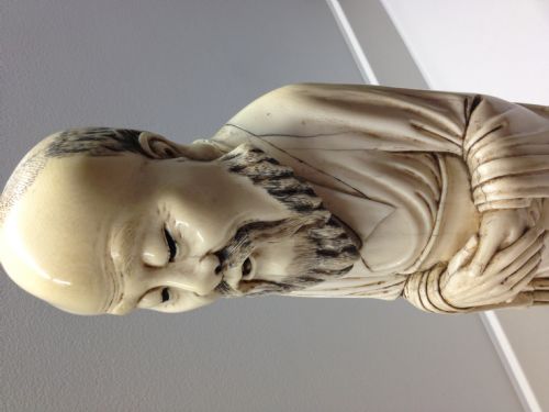 MASSIVE 19TH CENTURY CHINESE IVORY FIGURE OF LUOHAN  View IV