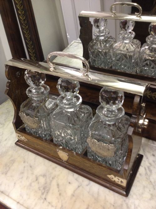 fig 1. EDWARDIAN OAK AND SILVER PLATED TANTALUS