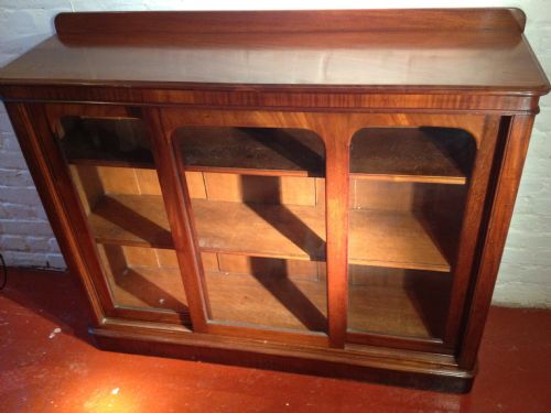 Victorian Mahogany Triple Sliding Door Bookcase