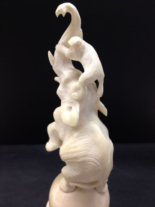 fig 1. JAPANESE IVORY OKIMONO ELEPHANT AND MONKEY
