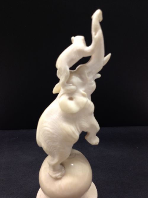 JAPANESE IVORY OKIMONO ELEPHANT AND MONKEY View III