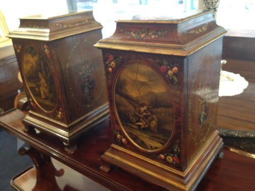 Pair of Sheraton Revival Painted Cabinets