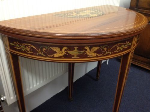 Stunning Quality Sheraton Revival Inlaid Card Table View IV
