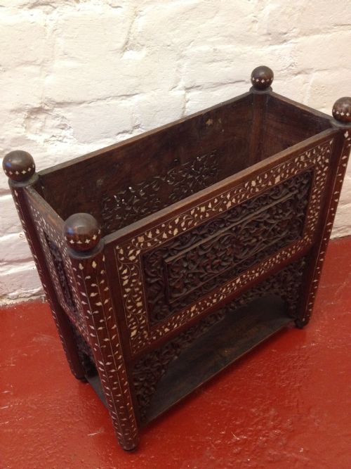 ANGLO INDIAN BONE INLAID PLANTER OR MAGAZINE RACK View V