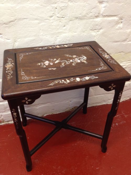 Chinese Mother of Pearl Inlaid Hardwood Table