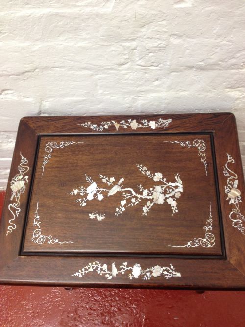 fig 1. CHINESE MOTHER OF PEARL INLAID HARDWOOD TABLE