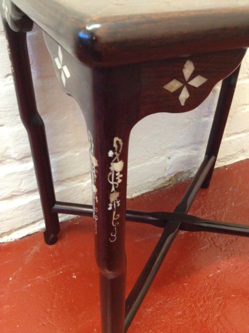 CHINESE MOTHER OF PEARL INLAID HARDWOOD TABLE View III