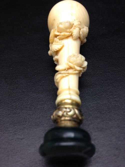 FABULOUS QUALITY IVORY AND AGATE DESK SEAL View IV