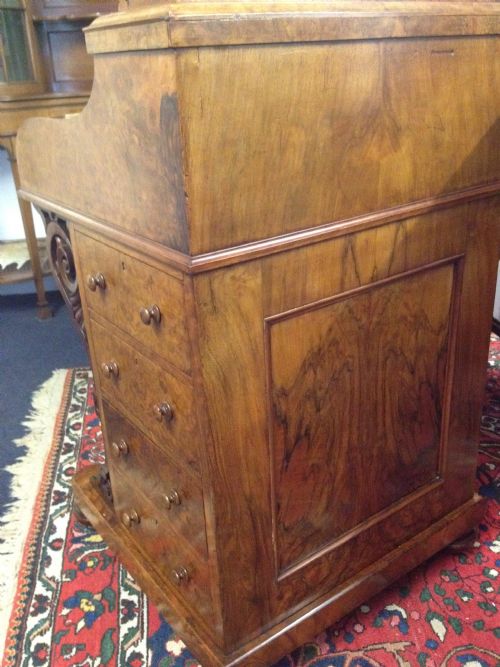 fig 1. VICTORIAN WALNUT PIANO FRONT POP UP DAVENPORT DESK