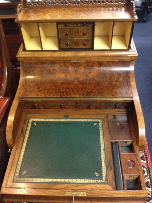 VICTORIAN WALNUT PIANO FRONT POP UP DAVENPORT DESK View IV